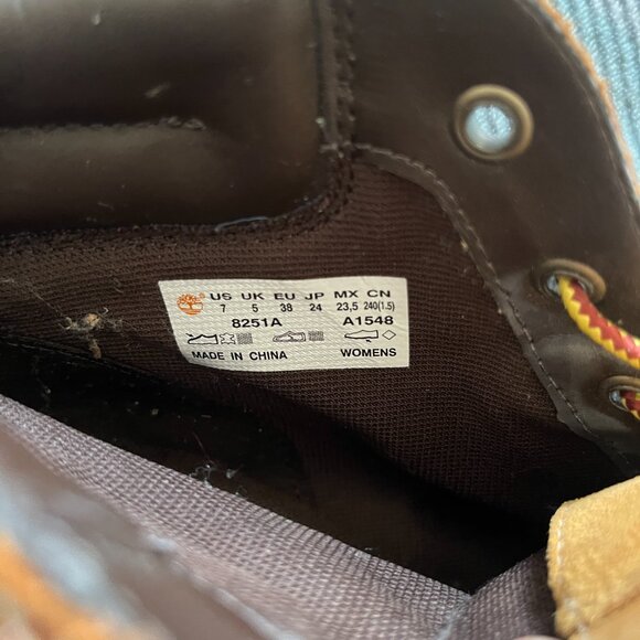 Timberland Women's A1548 Wedge High Heel Wheat Suede Leather Boots Size 7 - Picture 6 of 7